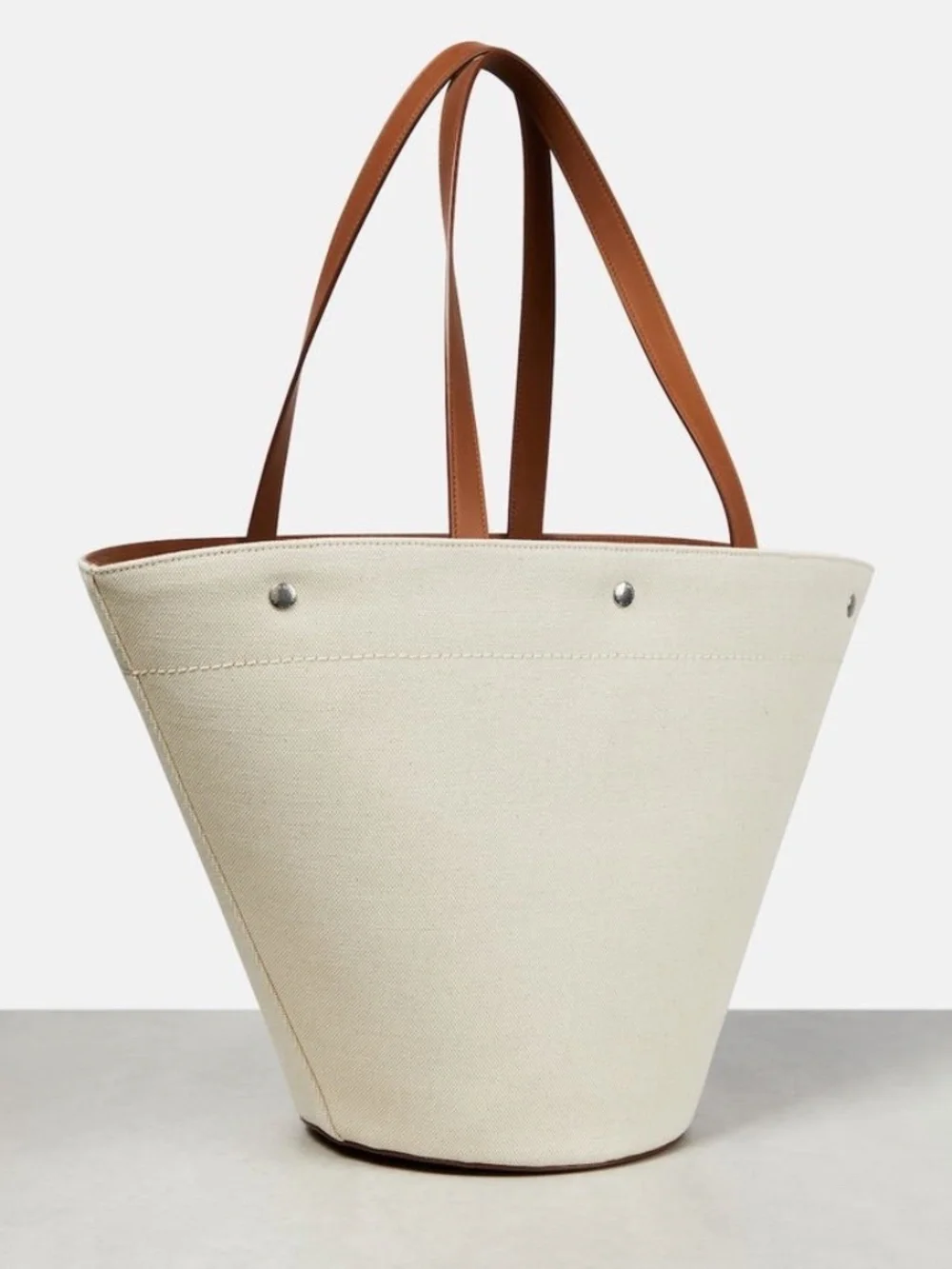 Saint Laurent YSL Rive Gauche Canvas Logo Leather Tote Shoulder Bag - Picture 14 of 15